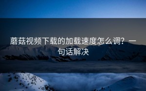蘑菇视频下载的加载速度怎么调？一句话解决
