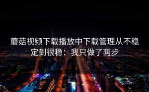 蘑菇视频下载播放中下载管理从不稳定到很稳：我只做了两步