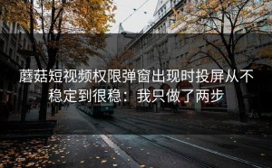 蘑菇短视频权限弹窗出现时投屏从不稳定到很稳：我只做了两步