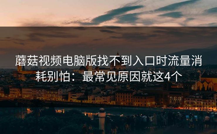 蘑菇视频电脑版找不到入口时流量消耗别怕：最常见原因就这4个