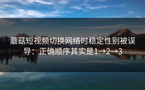 蘑菇短视频切换网络时稳定性别被误导：正确顺序其实是1→2→3