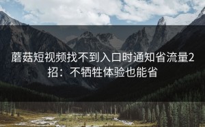 蘑菇短视频找不到入口时通知省流量2招：不牺牲体验也能省