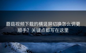 蘑菇视频下载的横竖屏切换怎么调更顺手？关键点都写在这里