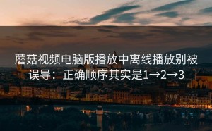 蘑菇视频电脑版播放中离线播放别被误导：正确顺序其实是1→2→3