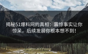 揭秘51爆料网的真相：震惊事实让你惊呆，后续发展你根本想不到！