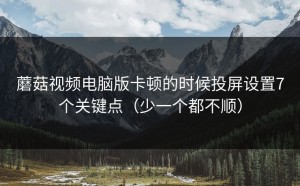 蘑菇视频电脑版卡顿的时候投屏设置7个关键点（少一个都不顺）