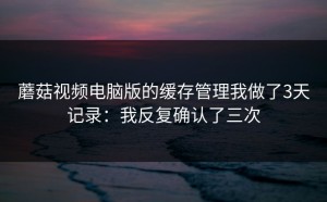 蘑菇视频电脑版的缓存管理我做了3天记录：我反复确认了三次