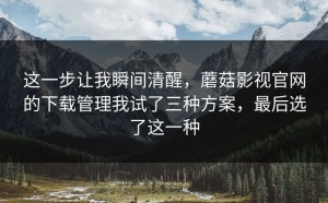 这一步让我瞬间清醒，蘑菇影视官网的下载管理我试了三种方案，最后选了这一种