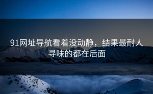 91网址导航看着没动静，结果最耐人寻味的都在后面