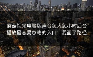 蘑菇视频电脑版声音忽大忽小时后台播放最容易忽略的入口：我画了路径
