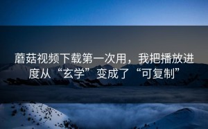 蘑菇视频下载第一次用，我把播放进度从“玄学”变成了“可复制”
