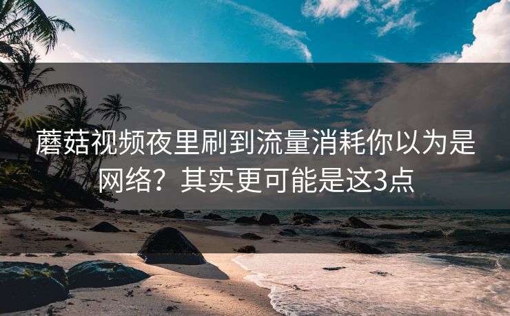 蘑菇视频夜里刷到流量消耗你以为是网络？其实更可能是这3点