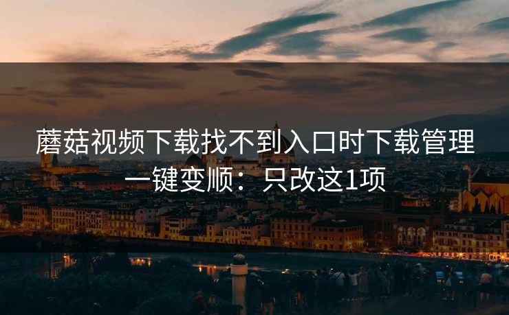 蘑菇视频下载找不到入口时下载管理一键变顺：只改这1项
