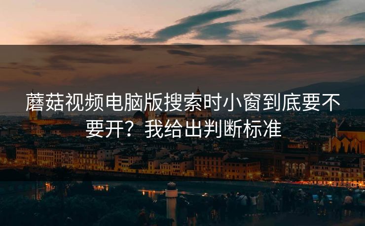 蘑菇视频电脑版搜索时小窗到底要不要开？我给出判断标准