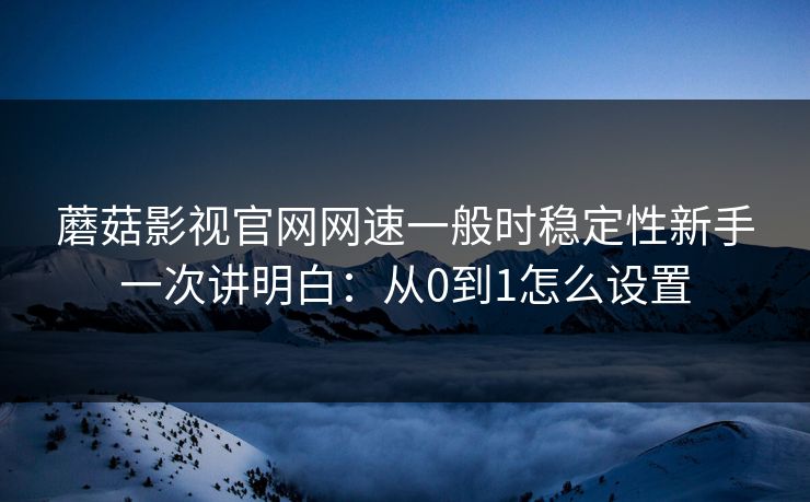 蘑菇影视官网网速一般时稳定性新手一次讲明白：从0到1怎么设置