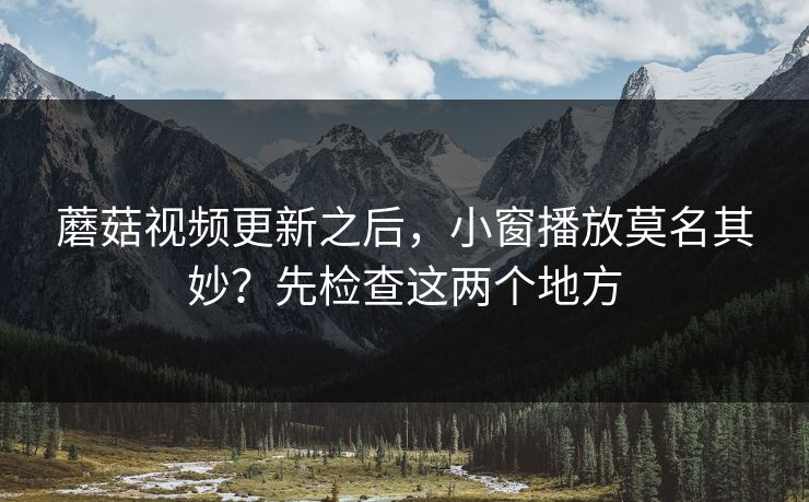 蘑菇视频更新之后，小窗播放莫名其妙？先检查这两个地方