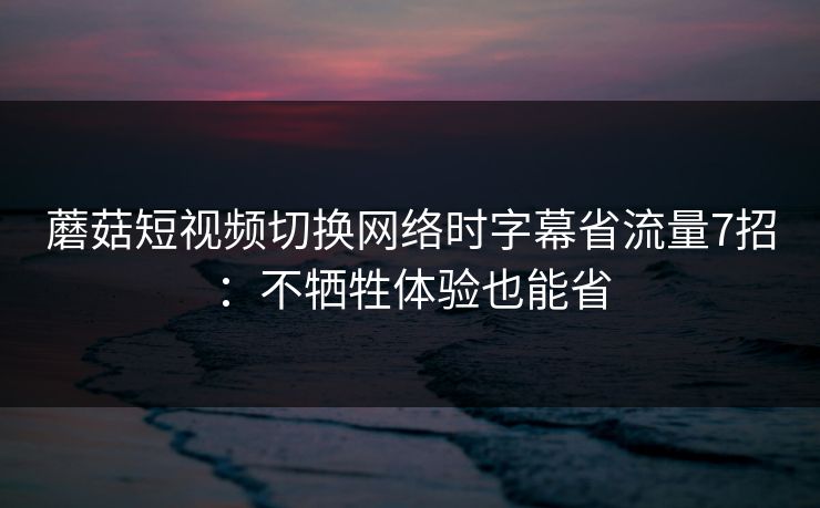 蘑菇短视频切换网络时字幕省流量7招：不牺牲体验也能省