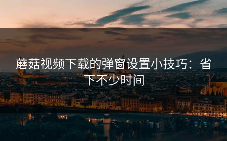 蘑菇视频下载的弹窗设置小技巧：省下不少时间