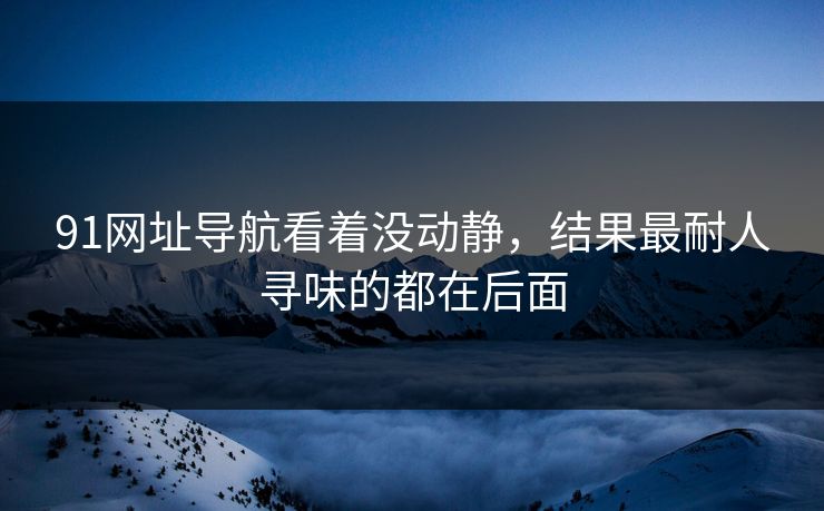 91网址导航看着没动静,结果最耐人寻味的都在后面 91网址导航看着没动静,结果最耐人寻味的都在后面